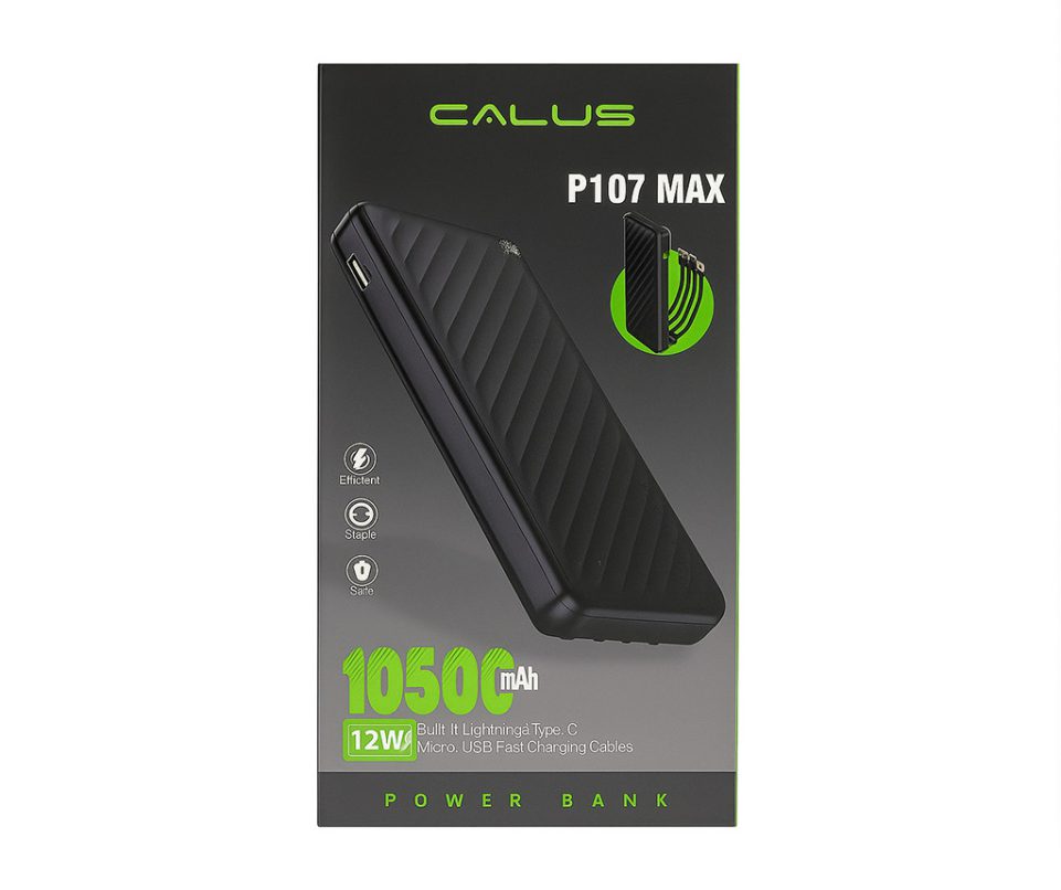 پاور بانک کالوس p107 max ده هزار نمای رو به رو